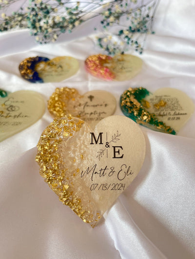 Personalized Epoxy Wedding Party Favor Magnets for Guests