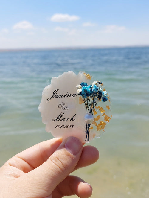 Personalized Wedding Epoxy Magnet Favors – Set of 25 for Guests