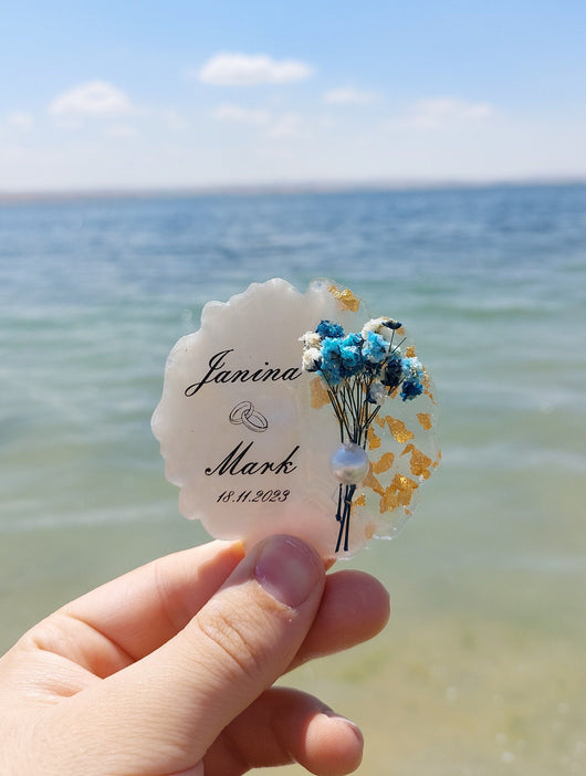 Personalized Wedding Epoxy Magnet Favors – Set of 25 for Guests