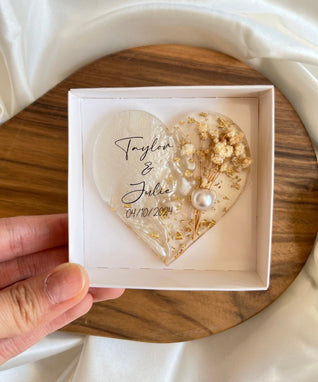 Personalized Epoxy Wedding Magnet - Engagement & Bridal Shower Favor