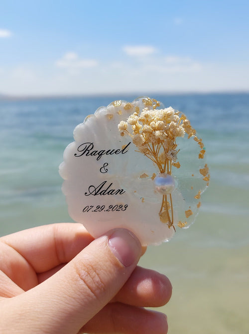 Custom Wedding Magnet Favor – Personalized Floral Fridge Keepsake