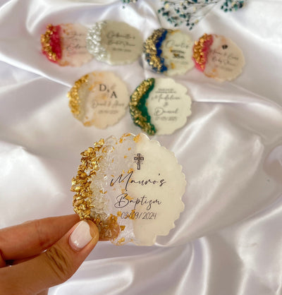Custom Baptism Magnet Favor - Personalized Christening Keepsake