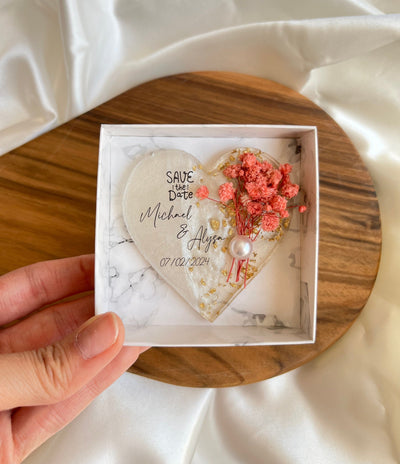 Personalized Dried Flower Wedding Magnet - Engagement & Bridal Shower Favor