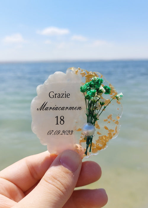 Custom Wedding Magnet Favor – Personalized Floral Fridge Keepsake