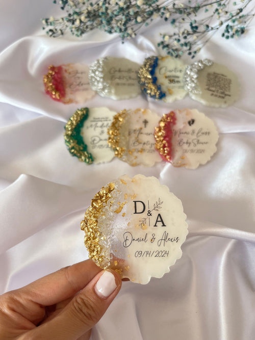 Luxury Personalized Wedding Favor Magnet – Custom Epoxy Keepsake