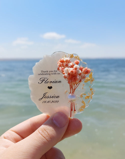Custom Wedding Magnet Favor – Personalized Floral Fridge Keepsake