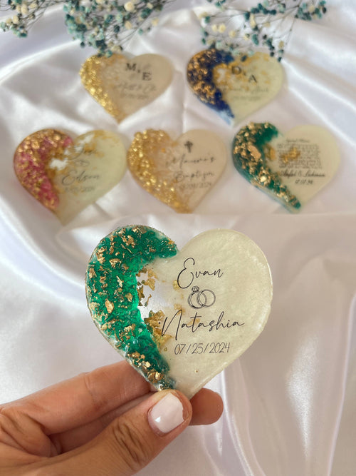 Custom Floral Wedding Magnet Favor - Personalized Engagement Gift