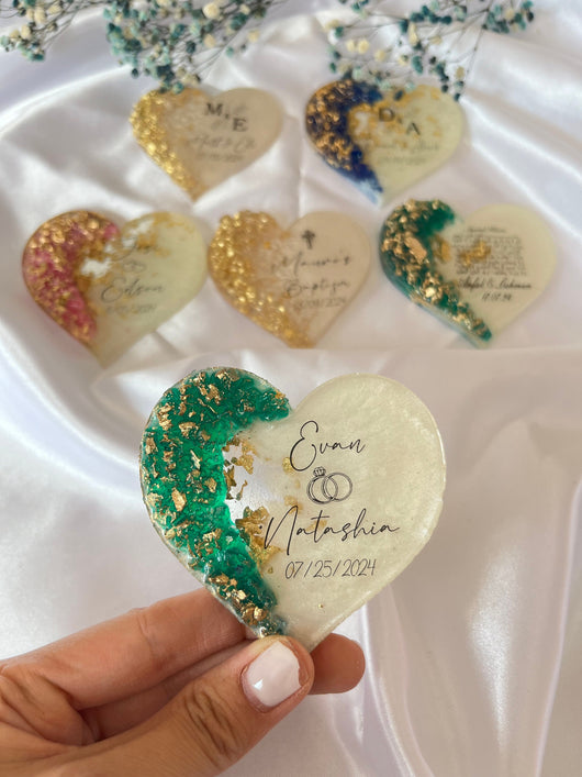Custom Floral Wedding Magnet Favor - Personalized Engagement Gift