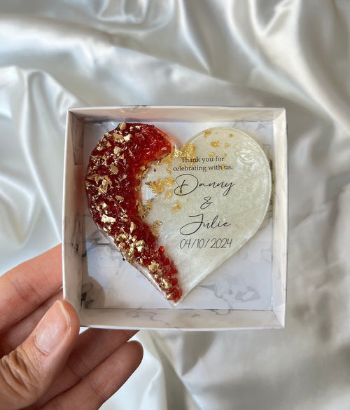 Personalized Wedding Favor Magnets for Guests – Epoxy Keepsake (Boxed or Unboxed)