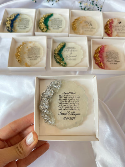 Elegant Islamic Nikah Magnet Favor - Personalized Mevlid & Dua Keepsake