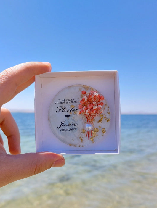 Personalized Epoxy Magnet Favor with Gift Box – Wedding & Party Guest Favor