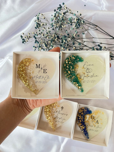 Personalized Wedding Favor Magnets for Guests – Epoxy Keepsake (Boxed or Unboxed)