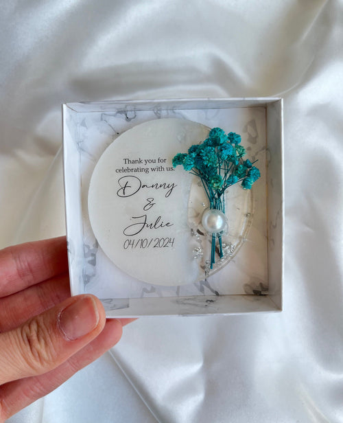 Dried Flower Wedding Fridge Magnet - Personalized Engagement Favor
