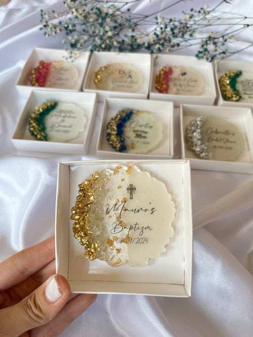 Wedding Party Favor Magnets for Guests – Personalized Epoxy Keepsake