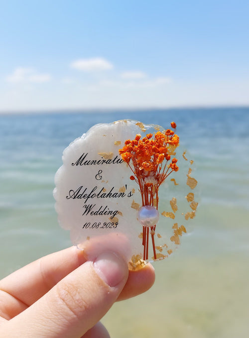 Custom Wedding Magnet Favor – Personalized Floral Fridge Keepsake