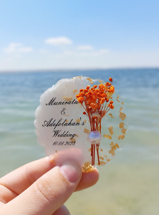 Custom Wedding Magnet Favor – Personalized Floral Fridge Keepsake
