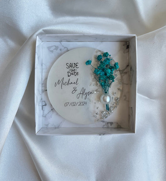 Dried Flower Wedding Fridge Magnet - Personalized Engagement Favor