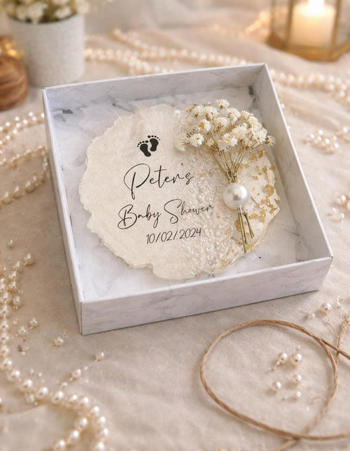 Baby Shower Favor Magnet - Personalized Baby Feet Name & Date Keepsake