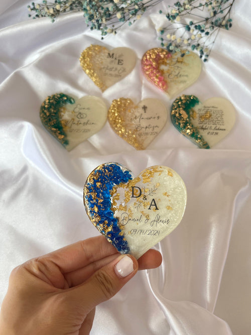 Personalized Epoxy Wedding Party Favor Magnets for Guests
