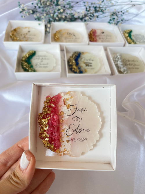 Wedding Party Favor Magnets for Guests – Personalized Epoxy Keepsake
