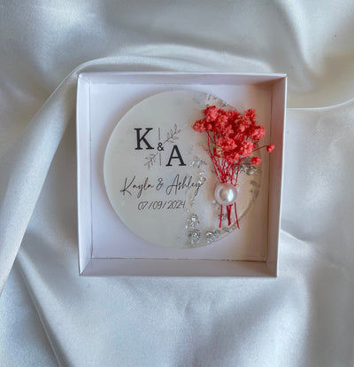 Custom Wedding Magnet Favor – Personalized Floral Keepsake for Guests