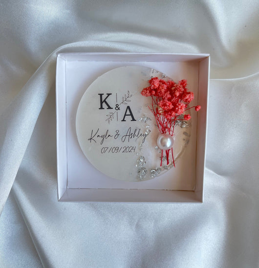 Custom Wedding Magnet Favor – Personalized Floral Keepsake for Guests