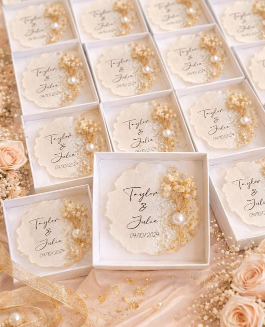 Minimalist Wedding Guest Gift Magnet - Custom Name & Date Keepsake