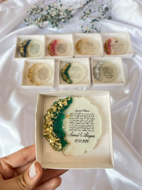 Elegant Islamic Nikah Magnet Favor - Personalized Mevlid & Dua Keepsake