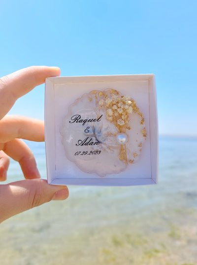 Personalized Wedding Epoxy Magnet Favors – Set of 25 for Guests