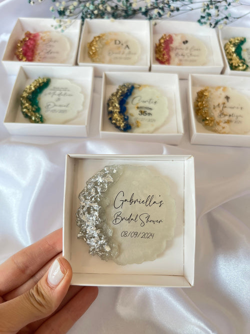 Wedding Party Favor Magnets for Guests – Personalized Epoxy Keepsake