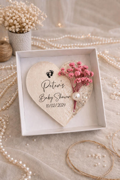 Baby Shower Resin Magnet Favor - Baby Feet with Pink Flowers