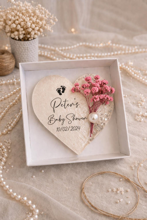 Baby Shower Resin Magnet Favor - Baby Feet with Pink Flowers