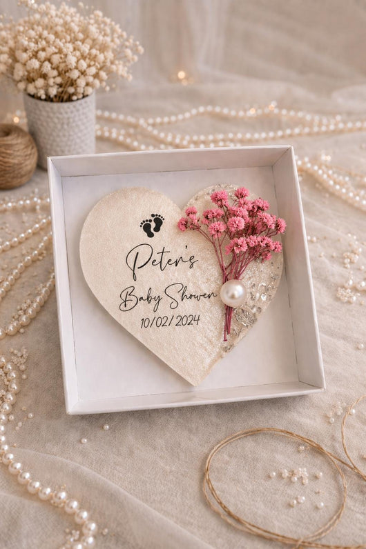 Baby Shower Resin Magnet Favor - Baby Feet with Pink Flowers