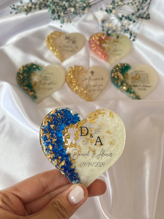 Custom Floral Wedding Magnet Favor - Personalized Engagement Gift
