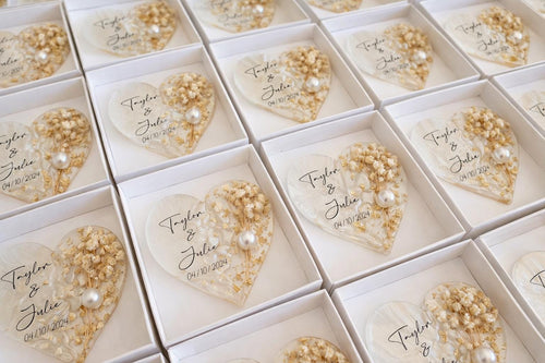 Unique Wedding Favor Magnet - Personalized Couple Names & Date Keepsake