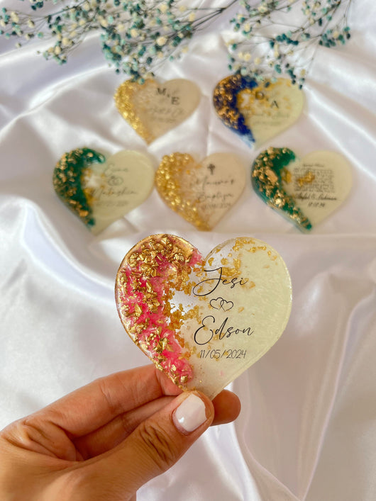 Custom Floral Wedding Magnet Favor - Personalized Engagement Gift