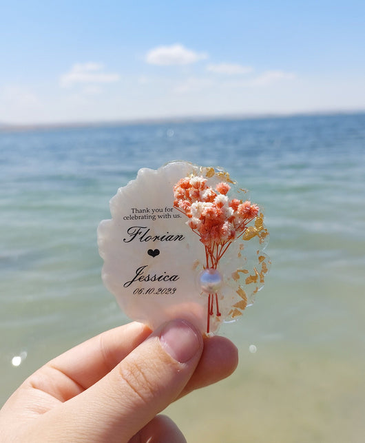 Personalized Wedding Epoxy Magnet Favors – Set of 25 for Guests