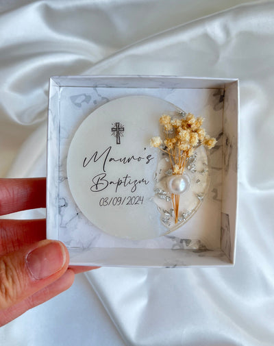 Dried Flower Wedding Fridge Magnet - Personalized Engagement Favor
