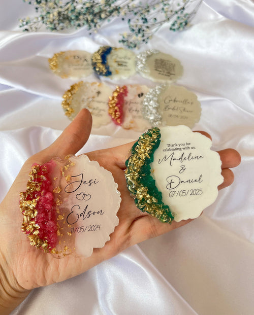 Wedding Party Favor Magnets for Guests – Personalized Epoxy Keepsake