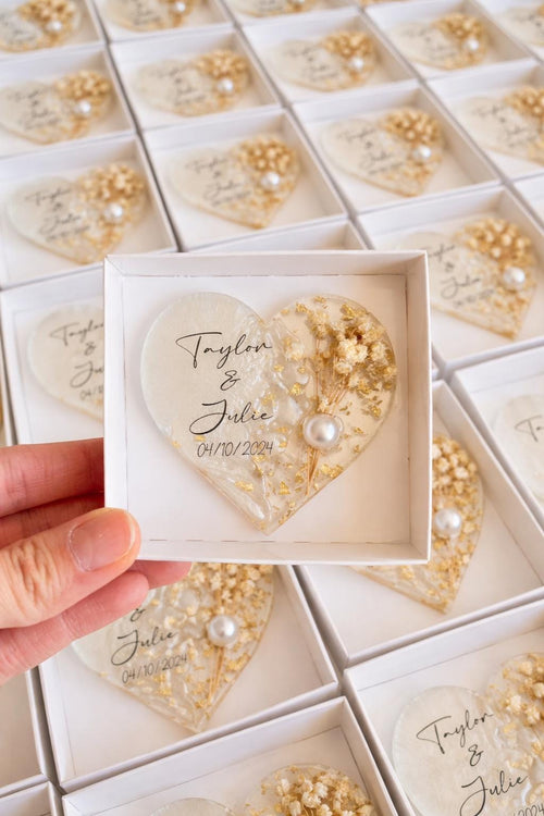 Rustic Wedding Magnet Favor - Personalized Name & Date Keepsake
