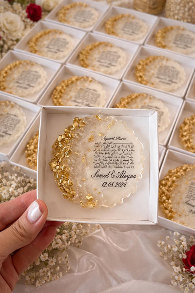 Elegant Islamic Nikah Magnet Favor - Personalized Mevlid & Dua Keepsake