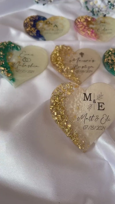 Custom Floral Wedding Magnet Favor - Personalized Engagement Gift