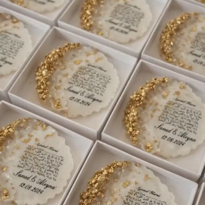 Elegant Islamic Nikah Magnet Favor - Personalized Mevlid & Dua Keepsake