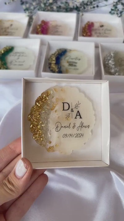 Wedding Party Favor Magnets for Guests – Personalized Epoxy Keepsake